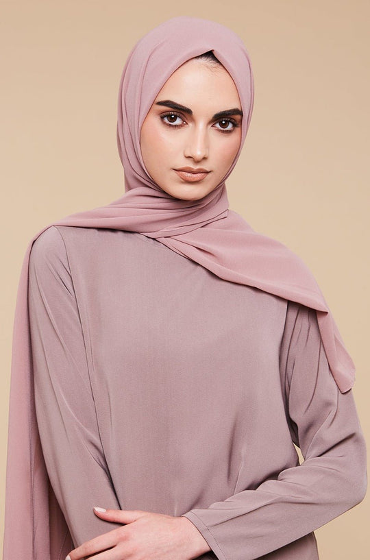 Dusty Pink Crepe Chiffon Hijab - CAVE