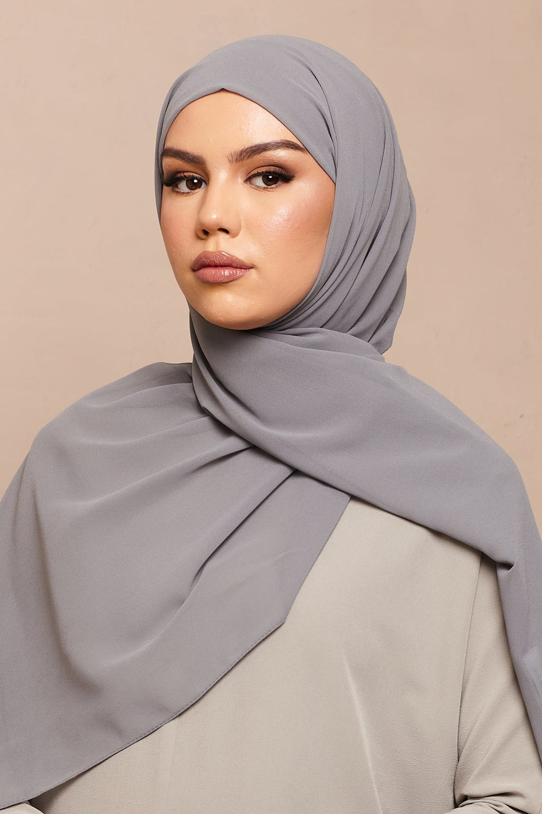 Grey Soft Crepe Chiffon Hijab - CAVE