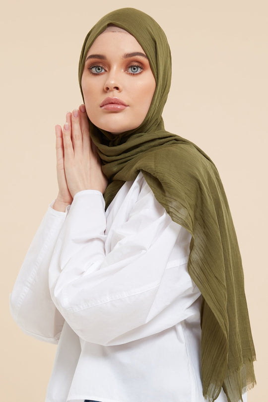 Khaki Cotton & Silk Hijab - CAVE