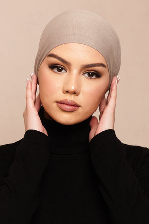 Latte Bamboo Jersey Hijab Cap - CAVE