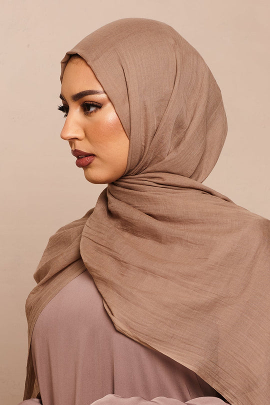 Mocha Cotton & Silk Hijab - CAVE