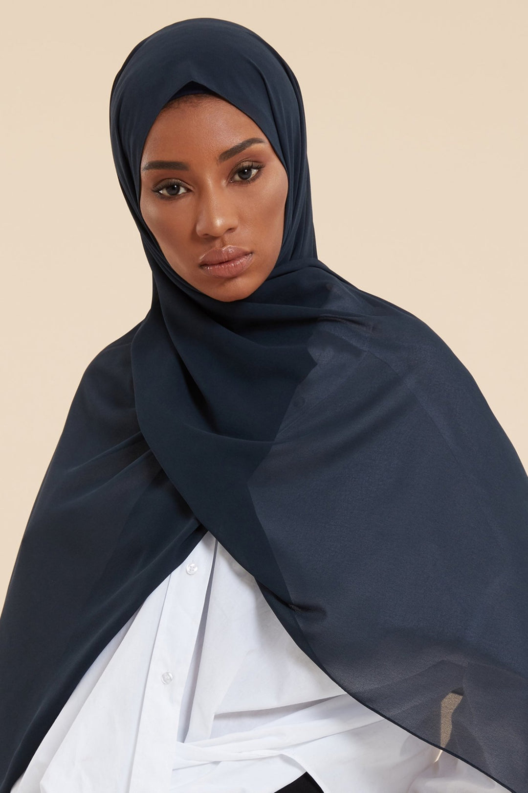 Navy Soft Crepe Hijab - CAVE