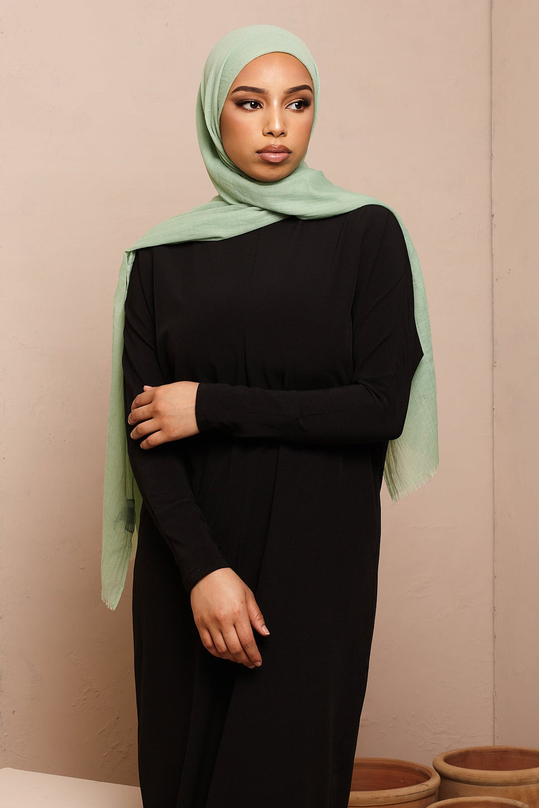 Olive Green Cotton & Silk Hijab - CAVE