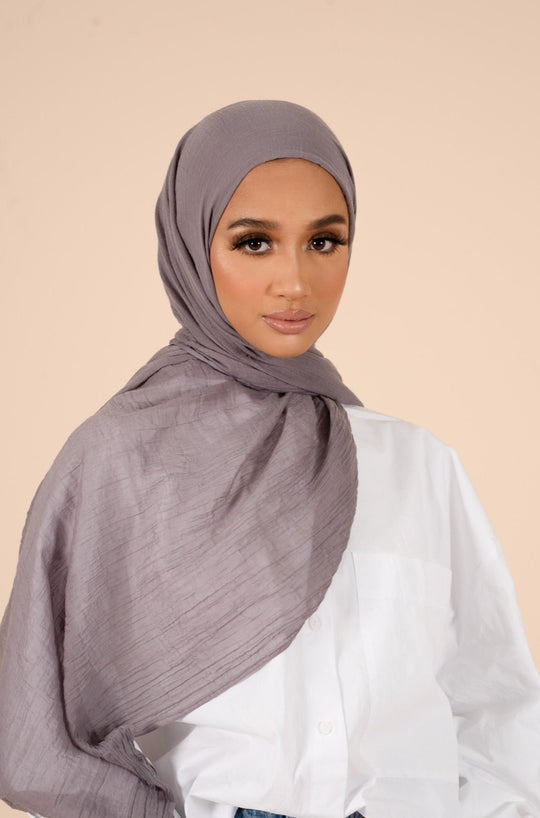 Opal Grey Cotton & Silk Hijab - CAVE