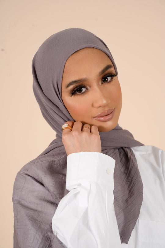 Opal Grey Cotton & Silk Hijab - CAVE