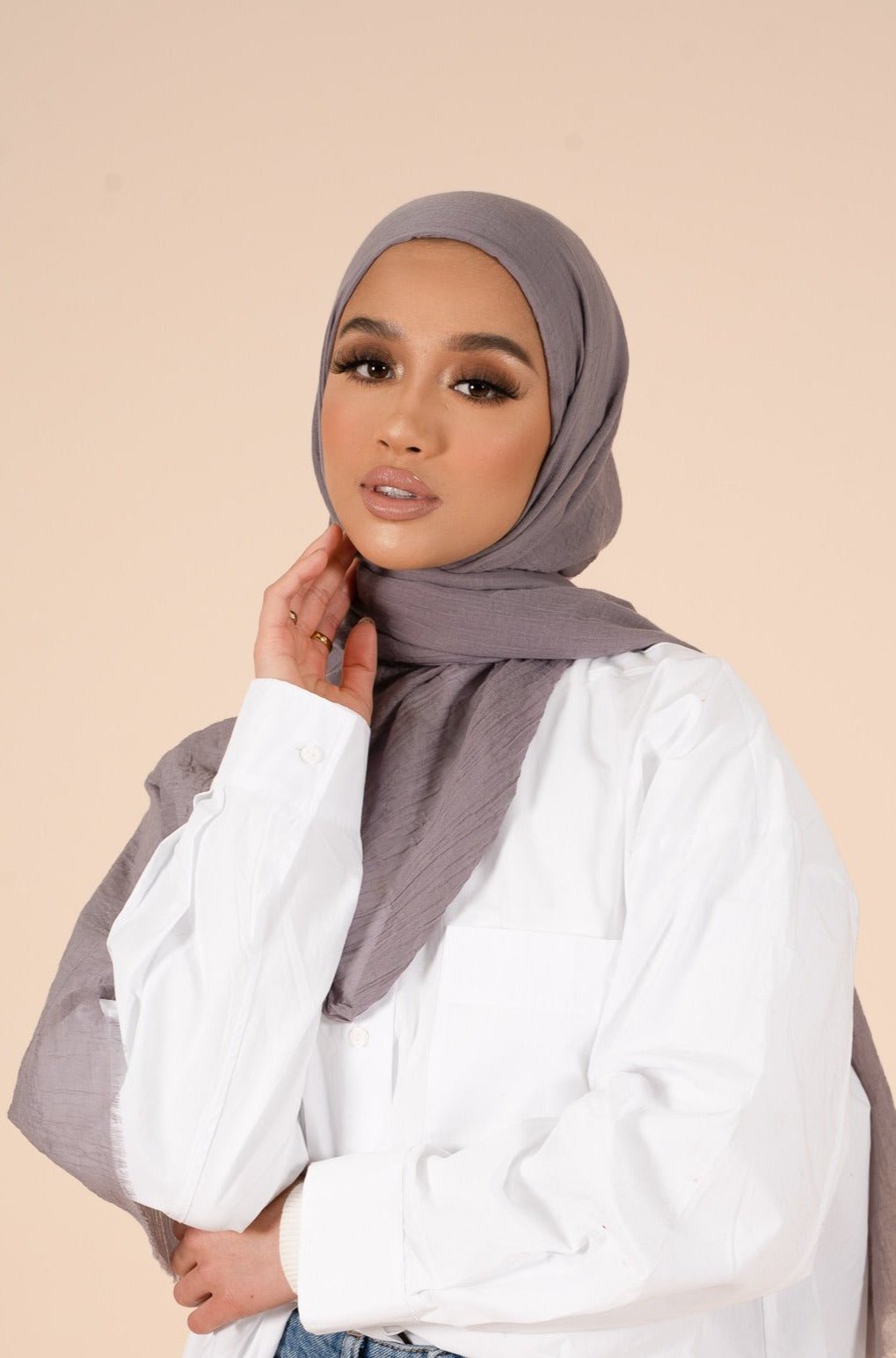 Opal Grey Cotton & Silk Hijab - CAVE