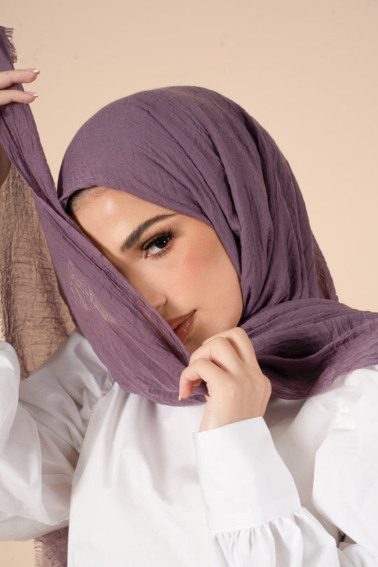 Paisley Purple Cotton & Silk Hijab - CAVE