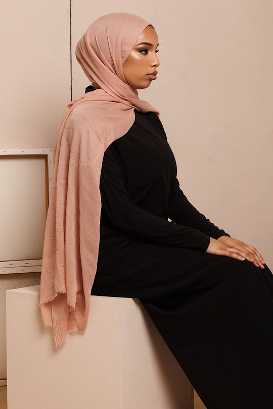 Peach Cotton & Silk Hijab - CAVE