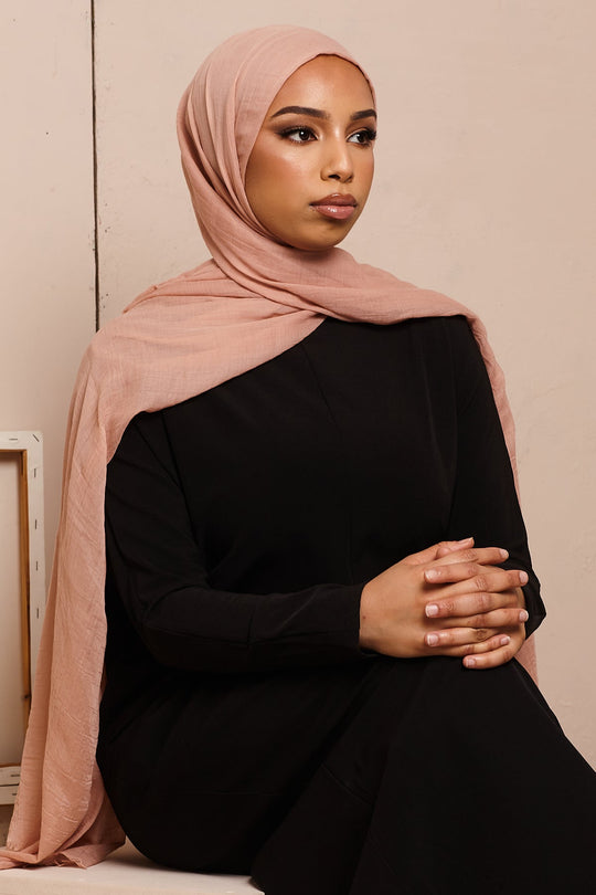 Peach Cotton & Silk Hijab - CAVE