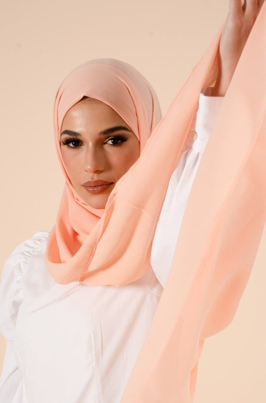 Peach Pink Crinkle Soft Crepe Hijab - CAVE