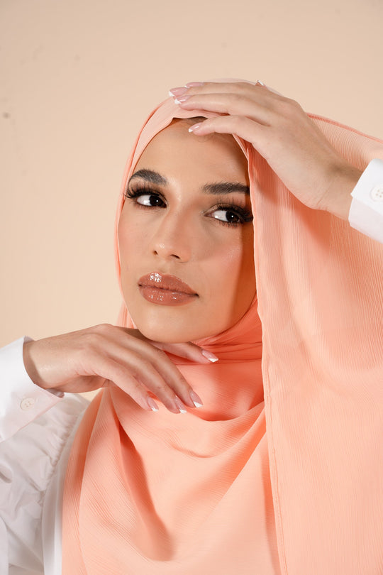 Peach Pink Crinkle Soft Crepe Hijab - CAVE