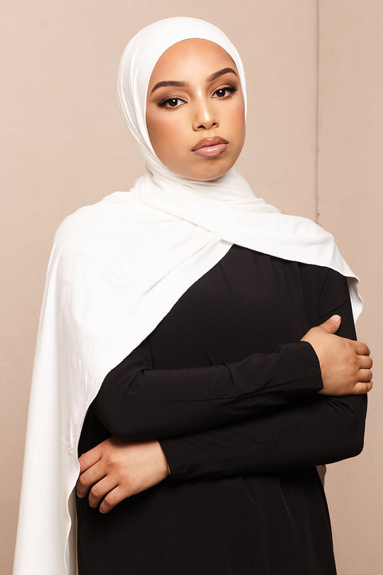 Pure White Bamboo Jersey Hijab - CAVE