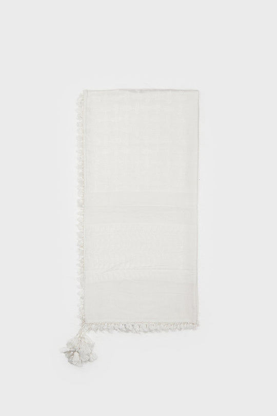 Pure White Bamboo Keffiyeh Scarf - CAVE