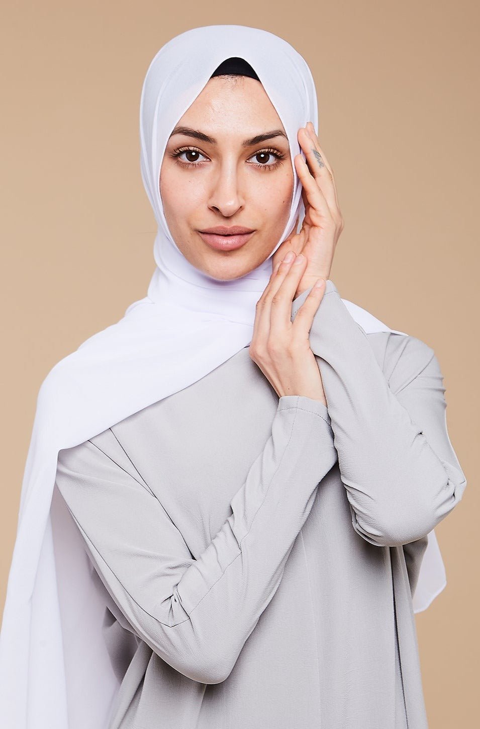 Pure White Soft Crepe Chiffon Hijab - CAVE