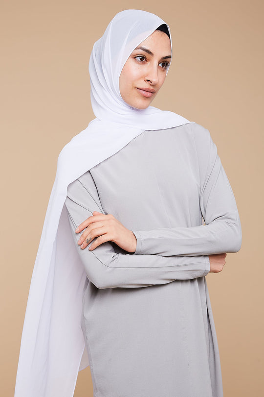 Pure White Soft Crepe Chiffon Hijab - CAVE