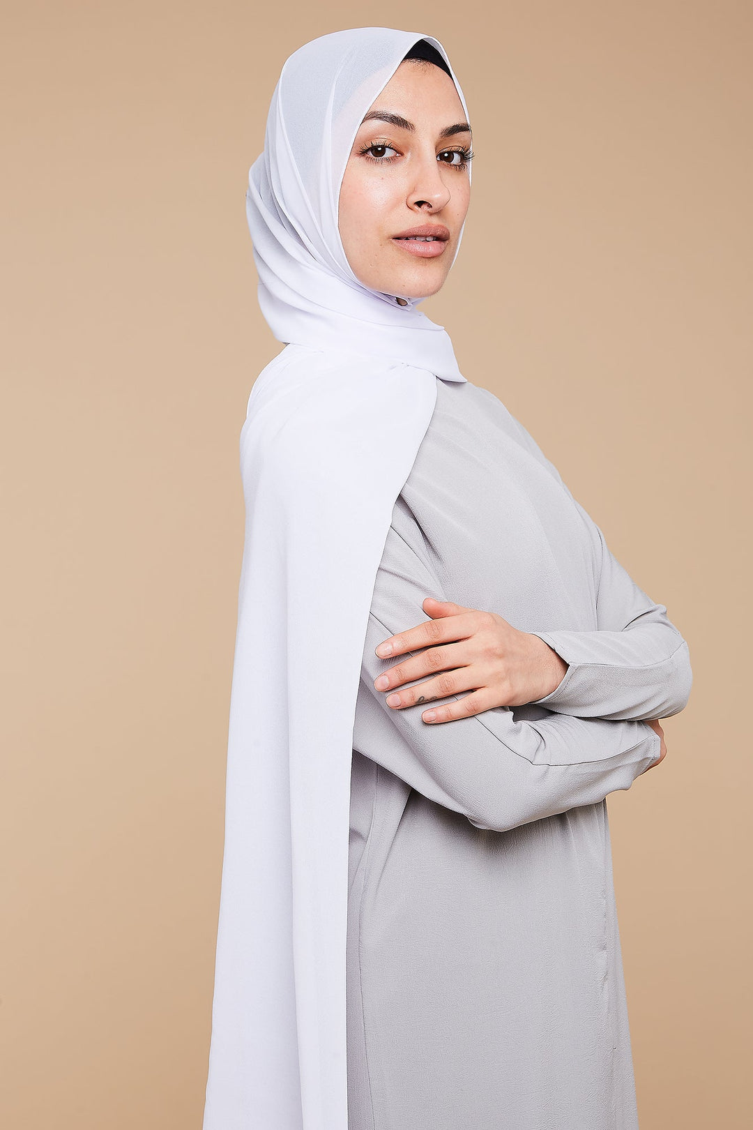 Pure White Soft Crepe Chiffon Hijab - CAVE