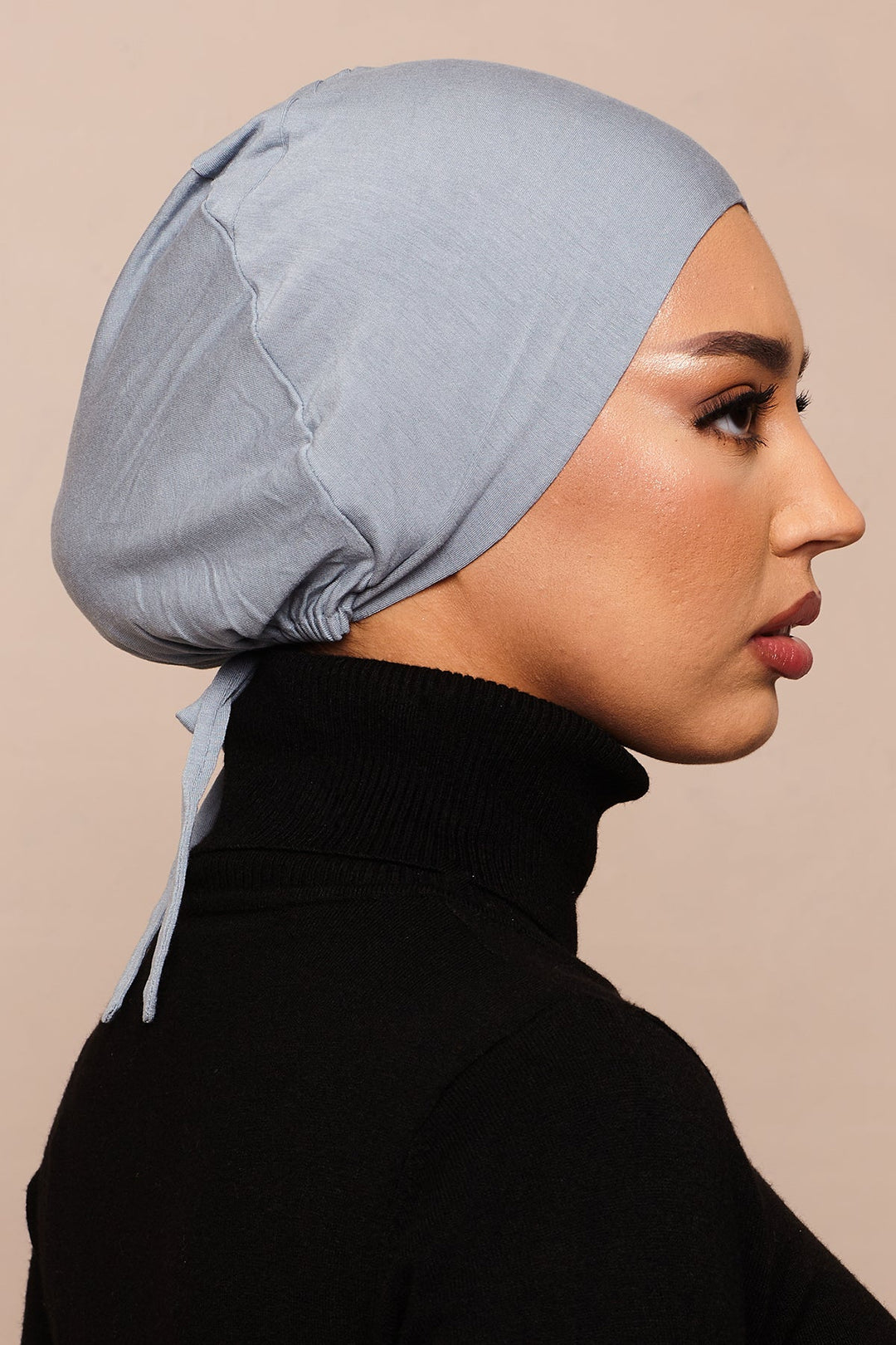 Satin-Blend Blue Blizzard Bamboo Jersey Hijab Cap - CAVE