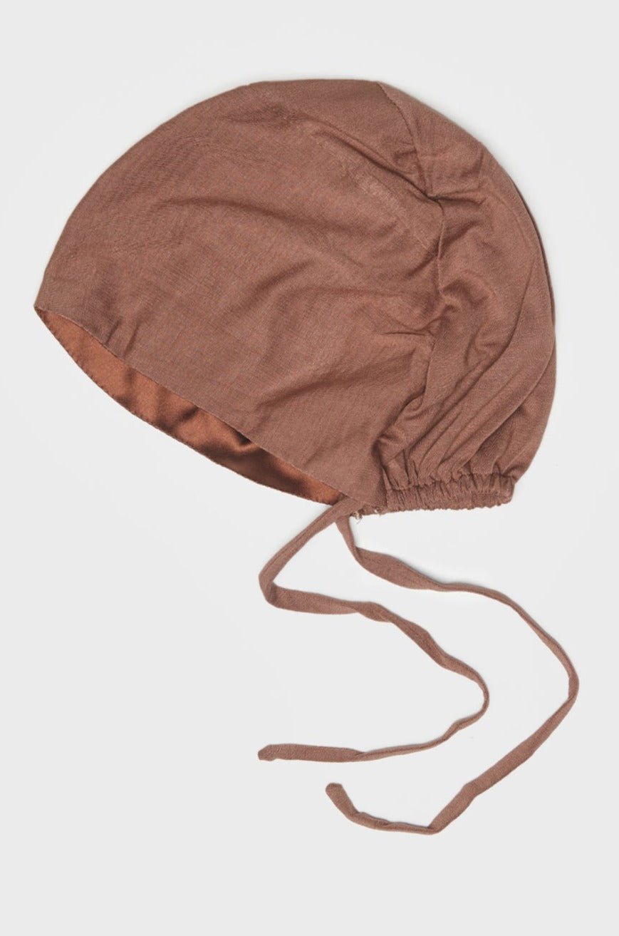 Satin-Blend Mocha Mousse Bamboo Jersey Hijab Cap - CAVE