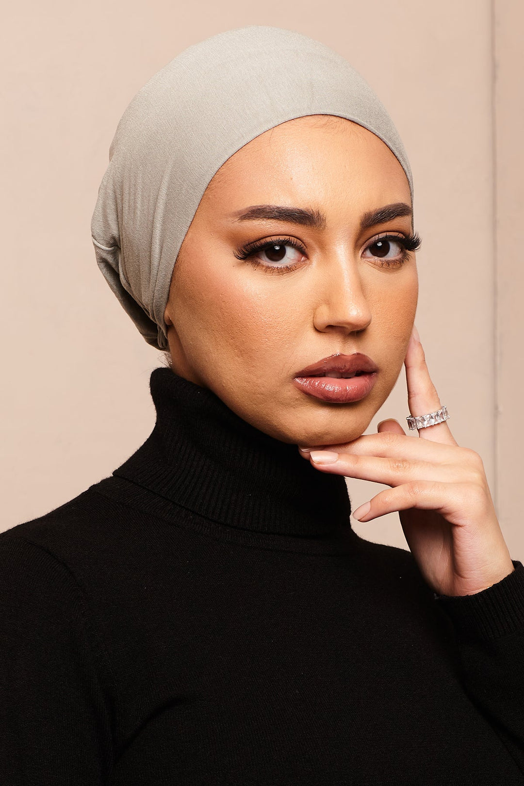 Satin-Blend Rock Oak Bamboo Jersey Hijab Cap - CAVE