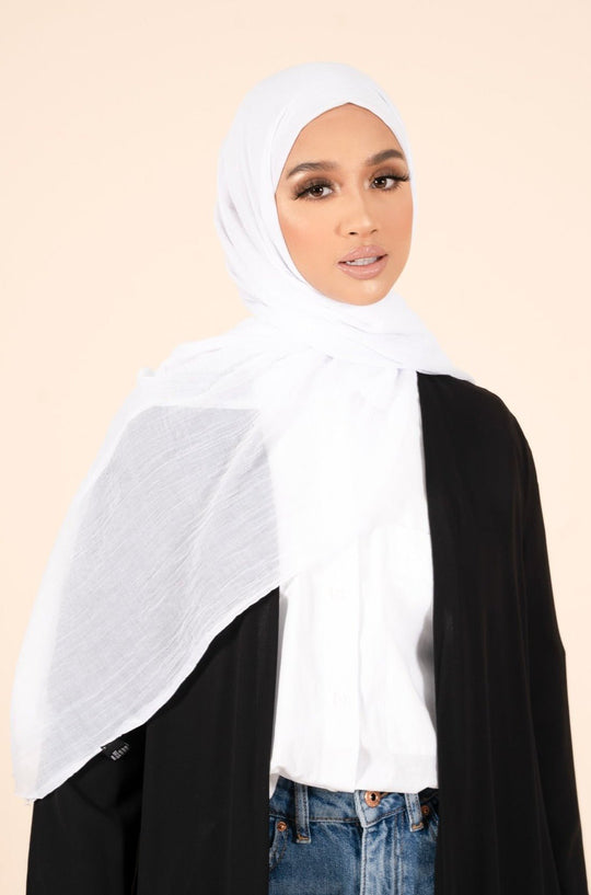 Snow White Cotton & Silk Hijab - CAVE