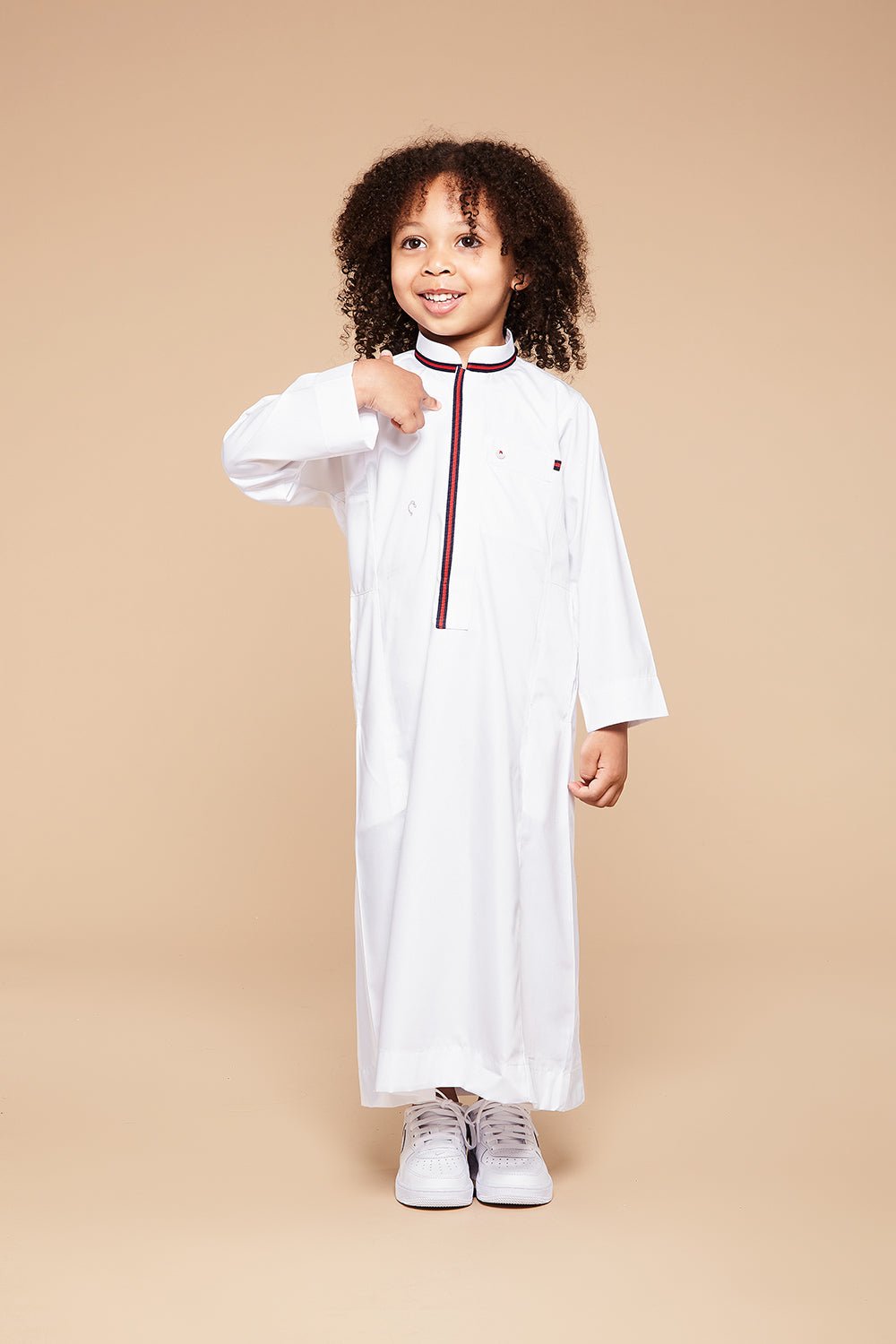 Snow White Striped Collar Kids Thobe - CAVE