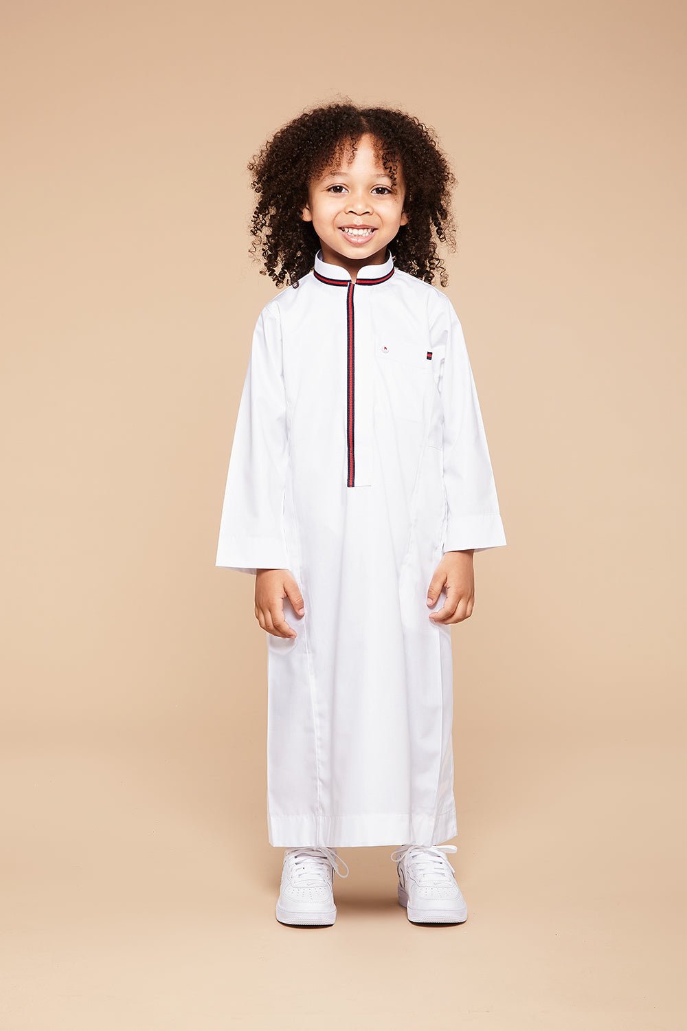 Snow White Striped Collar Kids Thobe - CAVE