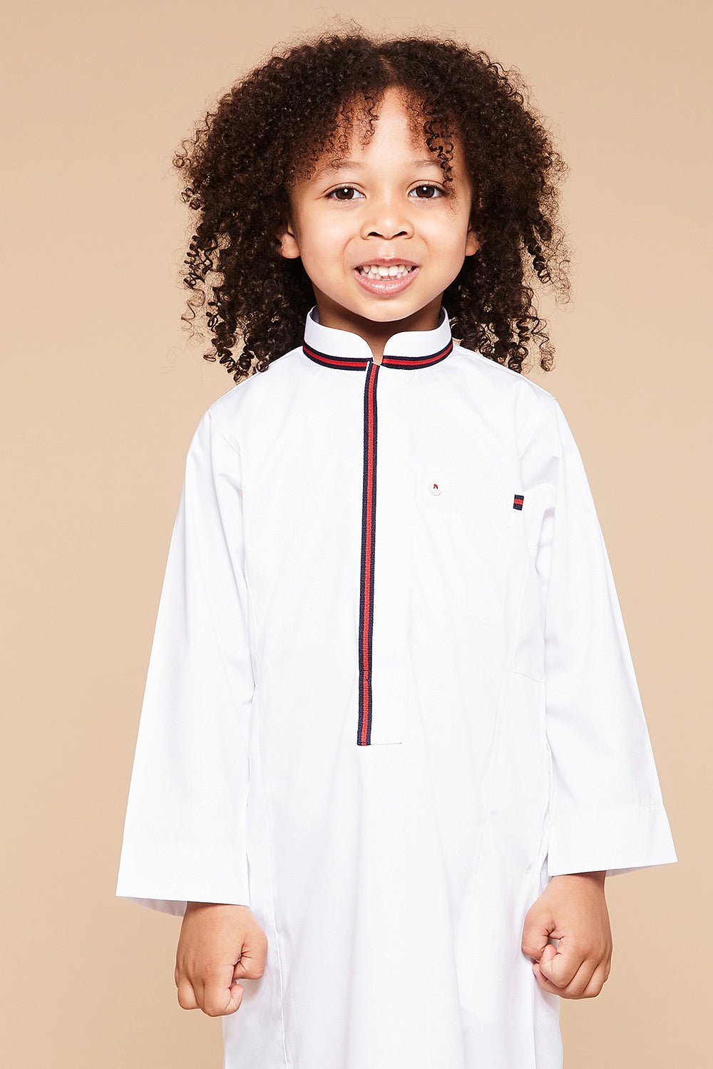 Snow White Striped Collar Kids Thobe - CAVE