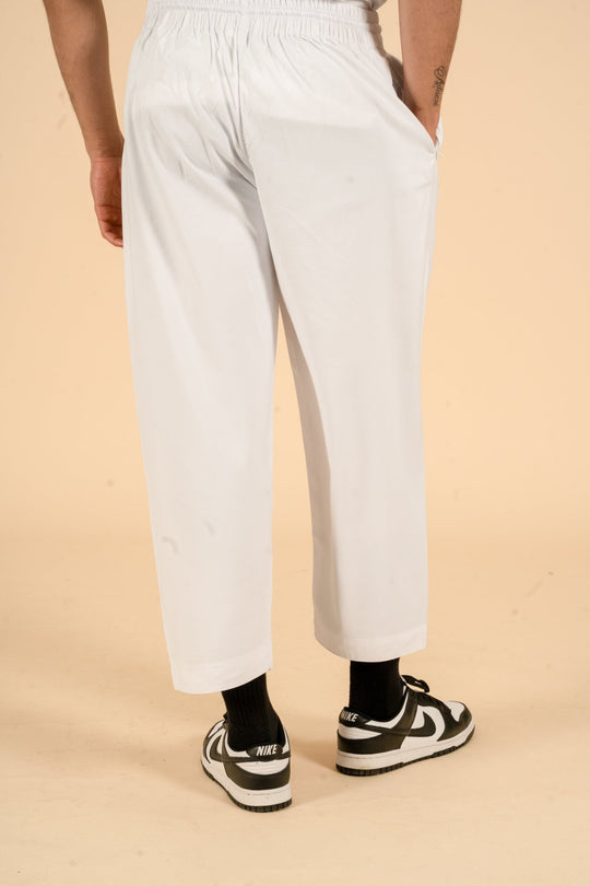 White Drawstring Wide Leg Thobe Trousers - CAVE